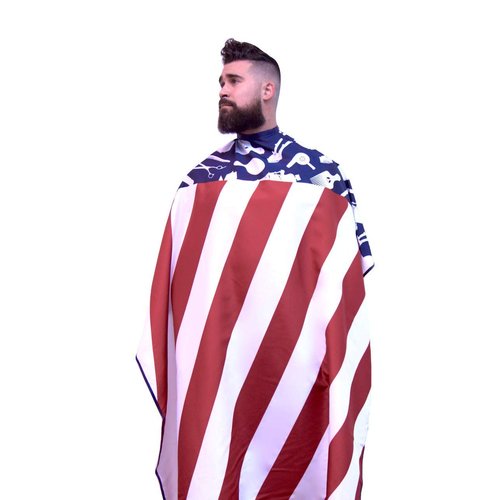King Midas Vintage American Flag Barber Cape American Flag Hair Stylist Cape