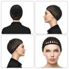 WLLHYF Wig Cap Thick Long Hair Caps Adjustable Elastic Net Anti-Slip Mesh Braided Weaving Making Crochet Sew Weave Fishnet Part Grip Headband Hat Women(Black/Pink)