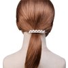 Lux Accessories White Pearls Clear Crystal Rhinestones Silver Bridal Wedding Hair Barrettes