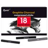 Dyvicl Compressed Graphite Charcoal Sticks, Square Black White Charcoal for Sketching, Drawing, Shading, Blending, Pack of 18