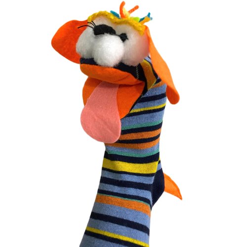 Knitted Hand Puppet with Movable Mouth- Colorful Girl and Boy Puppets - Fun Puppet for Kids - Theatre Sock Puppet for Toddlers- Handmade Educational Children Puppet Animals (Dog)