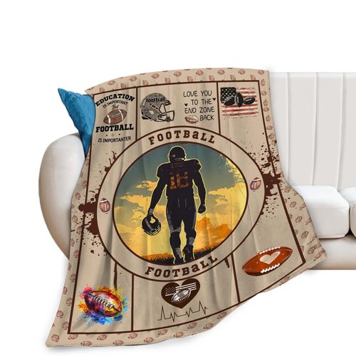 Football Throw Blanket Sports Rugby Football Gifts for Kids Girls Boys Adults Women Men Soft Cozy Warm Plush Fluffy Fuzzy Fleece Ball Games Competition Blanket Home Decor 40''X50''