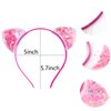 KIUSOWAYD 8 Cat Ear Headbands, Transparent Shining Sequin Headwear Hair Band Party Decoration Cosplay for Girls Women