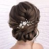 Gorais Flower Bride Wedding Hair Comb Pearl Bridal Hair Pieces Leaf Hair Accessories for Women and Girls (a-silver)
