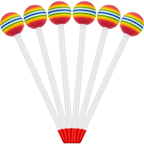 6 Pieces Lollipop Felt Drum Stick Soft Lollipop Drum Timpani Mallets Foam Head Percussion Sticks Rainbow Plastic Drumsticks for Kids Hand Percussion Toy for Adults Musical Instrument Accessories