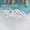 Olbye Wedding Hair Comb Rhinestone Bridal Pieces Flower Silver Crystal Headpiece for Bridesmaids and Brides (Silver)