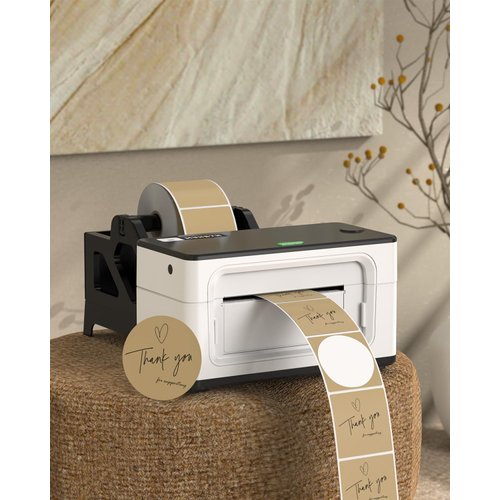 MUNBYN 2 Inch Brown Circle Thermal Sticker Labels, Self-Adhesive Round Direct Thermal Labels, Multi-Purpose Roll Sticker Labels for DIY Logo Design, QR Code, Name Tag, Brown 750 Labels/1 Roll