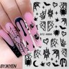 8 Sheets Spider Nail Art Stickers, Halloween Nail Decals 3D Self-Adhesive Black White Spider Web and Spider Design Nail Sticker Halloween Acrylic Nail Art Decoration for Women Holiday Nail Charm