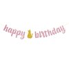 RoadSea Cat Happy Birthday Banner - Kitten Girl Kid Birthday Party Garland Supplies - Moew Let's Pawty Banner - Pet Cat Birthday Party Decorations - Gold Glitter