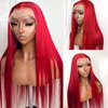 QMSSR Synthetic Lace Front Wig Red Long Straight Lace Front Wigs for Black Women Heat Resistant Fiber Hair Glueless Lace Wigs Pre Plucked Hairline