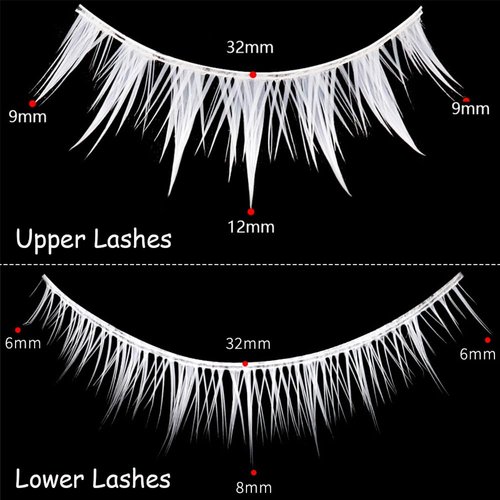 White Eyelashes Halloween Cosplay Lashes Manga Lashes Little Devil Anime White Lashes Upper Bottom Eye Lashes Set Natural Costume Party Stage Performance White False Eyelashes (WQ14-4 Pairs)