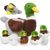 7 in 1 Mallard Duck Stuffed Animals Plush Duck Toys, Zipper Mommy Stuffed Duck Plush with 4 Baby Ducklings Toy and Eggs Duck Plushie for Kids Birthday Valentines Surprise Gifts Farm Party Decors