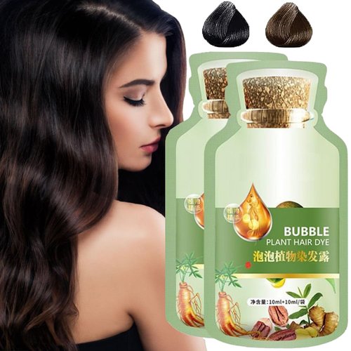 Generic Natural Plant Hair Dye, Bubble Hair Dye Shampoo, Chestnut Brown, 20ml x 10Packs/Box