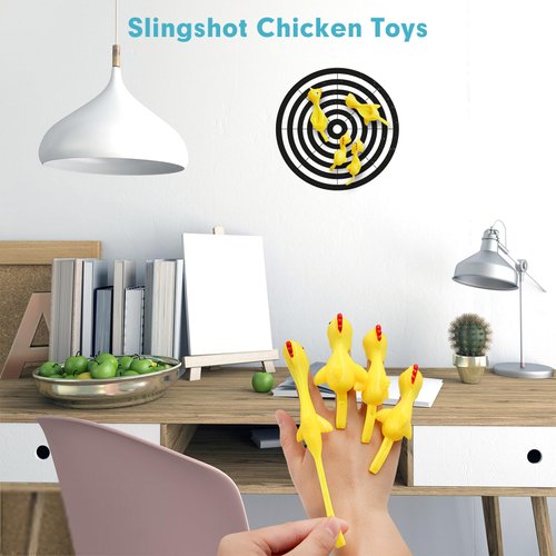 BUVUDI 16 Pieces Rubber Chicken Slingshot Rubber Chickens Flying Chicken Slingshot Flicken Chicken Game Finger Slingshot Chicken Toys Chicken Flingers Flinging Chickens for Party Favors Activity Gift