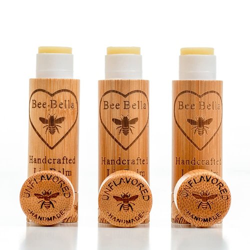 Bee Bella Lip Balm, Unscented (Unflavored), 3 Pack - Hydrating, Moisturizing Lip Care, 100% Natural, Original Organic Beeswax with Vitamin E, Handmade in USA