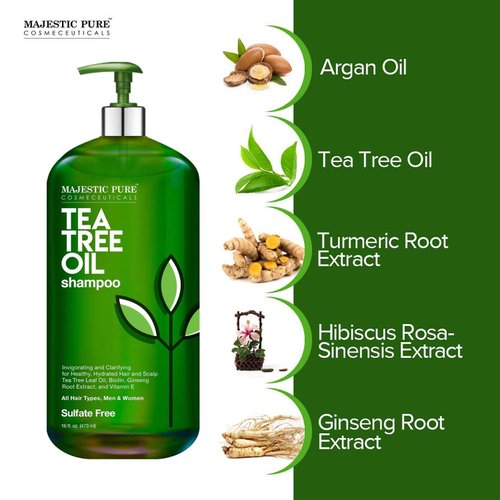MAJESTIC PURE Tea Tree Shampoo and Conditioner Set for Men and Women -16 fl oz each - Hydrating and Fighting Dandruff, Lice and Itchy, Irritating or Dry Scalp - For All Hair Types - Sulfate Free