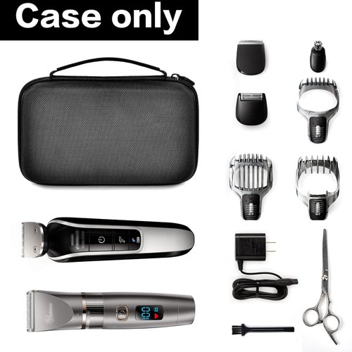 Case Compatible with Hair Clipper Barber, Trimmer Travel Storage Organizer for T Finisher Liner, Comb Cutting Guide, Clipper Blade Oil, Cleaning Brush and Other Grooming Kit - Black Case+Black Zipper