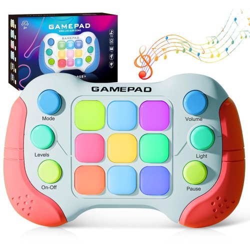 Fast Push Game Fidget Toys Handle, Upgraded Flashing Quick Press Games Pro for Kids, Speed Push Light Up Fidget Game, Educational Handheld Console Gamepad Toy for Boys, Girls (Red)