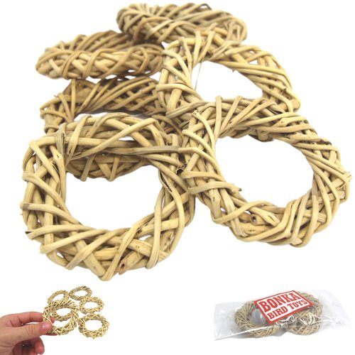 Bonka Bird Toys 3331 Pk6 Medium Vine Wreaths Foot Talon Craft Part Bird Toy Natural Ring Woven Twist Cockatiels Parakeets Conures and Other Similar Birds