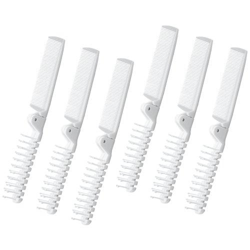 Piutouyar 6 Pack Travel Hair Comb, Portable Folding Comb Brush Combo, Small Compact Pocket Collapsible Comb, Anti-Static Double Headed Combs(White)