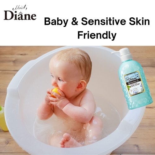 Moist Diane Hydrating & Moisturuizing Body Soap, Japan Natural Body Gel for Kids, Women, Men w/ Dry & Sensitive Skin, Organic Body Wash with Pump, Sulfate-Free Liquid Soap, Botanical Citrus 16.9 Fl Oz