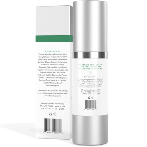 Applebiotic Hyaluronic Acid Serum for Face with Aloe, Green Tea and Vitamin B3, Day and Night Face Serum, Hydrating and Blemish Control Serum, Oil-Free (1 Oz) (Pkg May Vary)