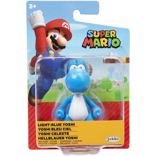 Super Mario Action Figure 2.5 Inch Light Blue Yoshi Collectible Toy