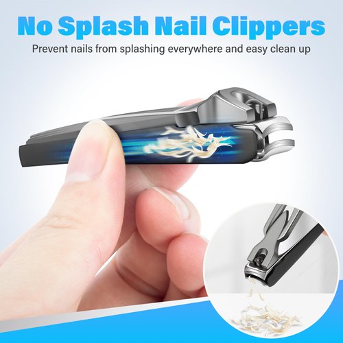 Nail Clippers Stocking Stuffers for Men Women - Perfect Christmas Gifts No Splash Nail Clipper with Catcher, Mess Free Self Collecting Nail Cutter w Catching Storage