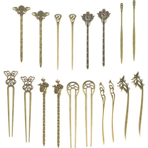 ANPUNAT 18 PCS Hair pins Vintage Chinese Hair Chopsticks for Hair accessories bookmark Accessory（9 Styles, bronze)