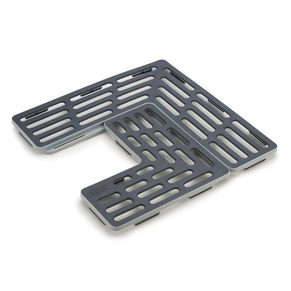 Joseph Joseph SinkSaver Adjustable Sink Protector Mat Two Grid Sections Fits Different Drain Positions Non-Slip, Gray