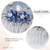 Latious Bride Wedding Crystal Hair Comb Silver Leaf Bridal Hair Clip Blue Pearl Hair Piece Rhinestones Hair Accessories for Women and Girls