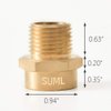 GESHATEN 1/2” G Thread (BSP) Female to 1/2” NPT Male Connector, Brass BSP to NPT Adapter 1/2 Inch, Industrial Metal Brass G Thread to Pipe Fittings Connect (2 Pack)