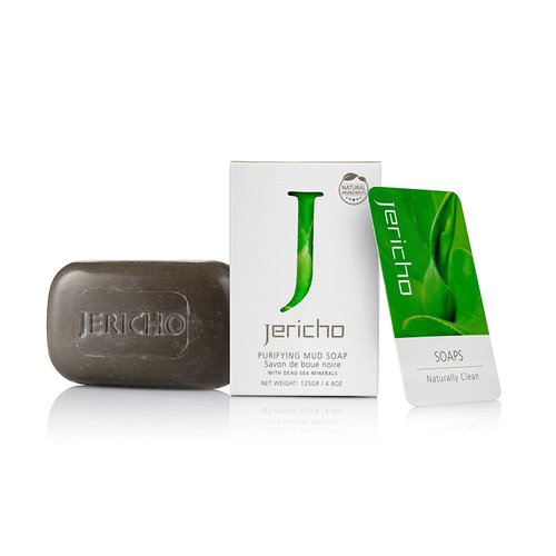 Jericho Cosmetics All Natural Dead Sea Mud Soap Bar, Moisturizing Facial Treatment Soap with Dead Sea Minerals and Dead Sea Salts, For all skin disorders, Vegan & Triple Milled - 4.4 oz single bar