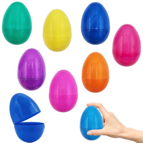 Chochkees Fillable Easter Eggs with Hinge Bulk Colorful Bright Plastic Easter Eggs, Perfect for Easter Egg Hunt, Surprise Egg, Easter Hunt, 3" Inch Assorted Bright Colors (25-Pack)