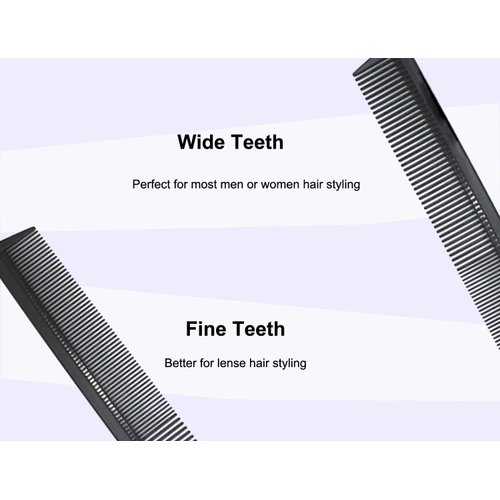 AFT90 Carbon Fiber Cutting Comb, Professional 8.15” Styling Comb, Hairdressing Comb For All Hair Types, Fine and Wide Tooth Hair Barber Comb