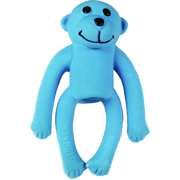 Coastal Pet Li'l Pals 4" Latex Monkey Dog Toy with Squeaker, Blue (1-Unit)