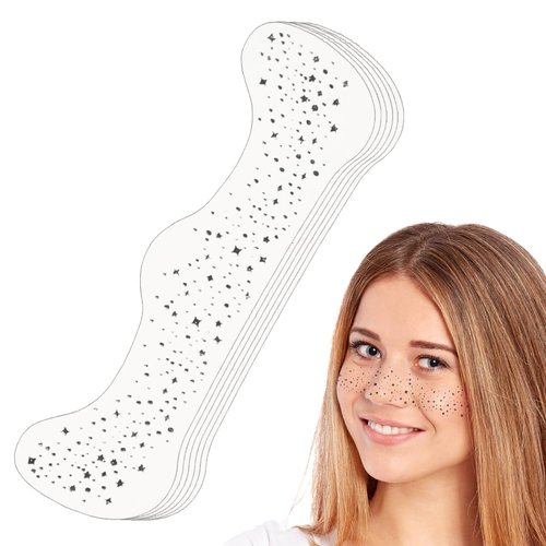 DAJISI 6Pcs Glitter Freckles Faxit Glitter Freckles Face Glitter Freckles Patches Temporary Face Tattoo Stickers Waterproof Makeup Stickers for Music Festivals Masquerade Halloween Party Decoration