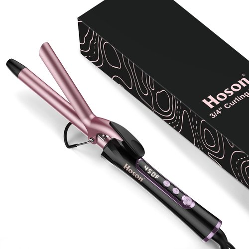 3/4 Inch Curling Iron for Short Hair, Dual Voltage Hair Curling Iron Ceramic, Professiona Curling Wand Tourmaline(Rose Gold)