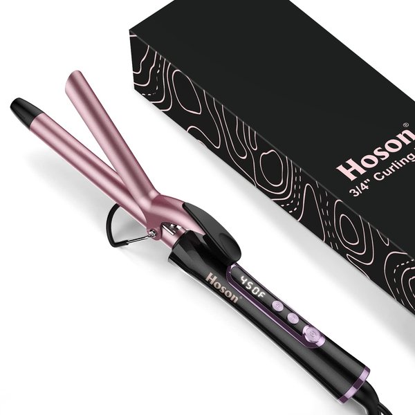 3/4 Inch Curling Iron for Short Hair, Dual Voltage Hair Curling Iron Ceramic, Professiona Curling Wand Tourmaline(Rose Gold)