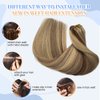 24Inch Long Hand Tied Weft Hair Extensions Real Human Hair Sew in Hair Bundles Ombre Dark Brown Fading to Blonde Hand Tied Sew in Hair Extensions #24 Honey Blonde Highlight Remy Hair Bundles 120G