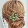 Casdre Flower Bride Wedding Hair Comb Silver Green Rhinestone Bridal Hair Piece Crystal Evening Party Hair Accessories for Women and Girls