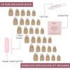 Glamnetic Press On Nails - Honey Bun | Trendy Neutral Nude Velvet Sparkly Short Almond Fake Nails, Reusable | 15 Sizes - 30 Nail Kit