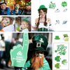 St. Patrick's Day Temporary Tattoos Sticker Shamrock Tattoos Waterproof Sweat Green Hat Clover Face Irish Festival Sticker for Boy Girl Body Arm Face Decoration (20 Sheets, 60x105mm/2.36×4.13in)