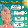 Kids Hair Towel Wrap | 100% Bamboo Viscose |Tailored Small | Essential Hair Drying Wrap for Bath, Beach, Pool and Spa | Hair Accessory for Girls | Set of 2 | Sea Moss Green + Coral Sand