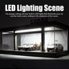cxiiuui Display Case 1/64 Scale Diecast Parking Garage Moldel 1-Tires LED Light Model Car Show Case 5 Parking Spaces with Full Acrylic Cover Grey