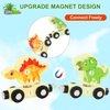 Yzata Magnetic Wooden Dinosaur Train Set Montessori Preschool Educational Car Toys for Baby Toddlers Infants Boys Birthday Gifts