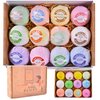 Bath Bombs Gift Set of 12, Natural Bath Bombs with Fizzes, Shea, Coco Butter, Scented Organic Bath Bomb, Gift Set for Women, Bath Bombs for Women