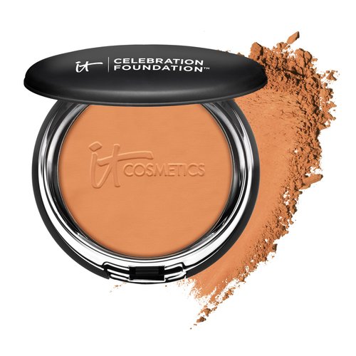 IT Cosmetics Celebration Foundation, Rich (W) - Full-Coverage, Anti-Aging Powder Foundation - Blurs Pores, Wrinkles & Imperfections - With Hydrolyzed Collagen & Hyaluronic Acid - 0.3 oz Compact