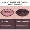 AMY'S DIARY 2pcs Chocolate Lip Liner & Lipstick&Shiny Clear Lip Oil Makeup Set, Liquid Lipstick 24H and Lip Liner Set Matt Liquid Lips Make Up Waterproof Long Lasting (02#, 2 Pcs Set)
