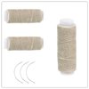 Ayina 3 Rolls Cotton Sewing Thread Hair Weaving Making Wig Extension Salon Weft Black Brown Beige with Curved Needles (Beige /3Pcs)
